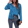 thumbnail image 3 of Innerwin Tops Lapel Neck Women Shirts Work Button Down Single Breasted Blouse Blue XL, 3 of 7
