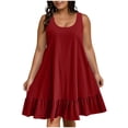 thumbnail image 3 of Sentmoon Robes de Mariage de Printemps pour Invitées pour Femmes 2026 Couleur Unie Sans Manches Col Ras du Cou Robe Maxi Bohème Coupe Ample Grande Taille pour le Quotidien et les Déplacements Bourgogne G, 3 of 9