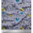 thumbnail image 1 of Soimoi Grey Rayon Fabric Heart & I Love You Text Fabric Prints By Yard 42 Inch Wide, 1 of 1
