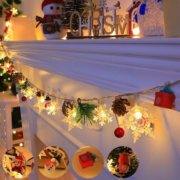 RBCKVXZ Christmas Decorative Lights Snowflakes Christmas Wreaths Light Strings Bells Red Berries Figurines Decorative Lights Christmas Decorations On Sale!