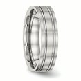 thumbnail image 4 of Stainless Steel Brushed and Polished Ridged 6mm Band Ring 11 Size, 4 of 6