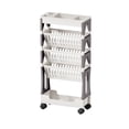 thumbnail image 2 of AHMT 5 Tier Movable Bookshelf Bookcase Removable Book Rack Plastic Rolling Storage Organizer Shelf Mobile Bookshelf with Wheels for Office Living Room Home Kitchen School(Gray), 2 of 6