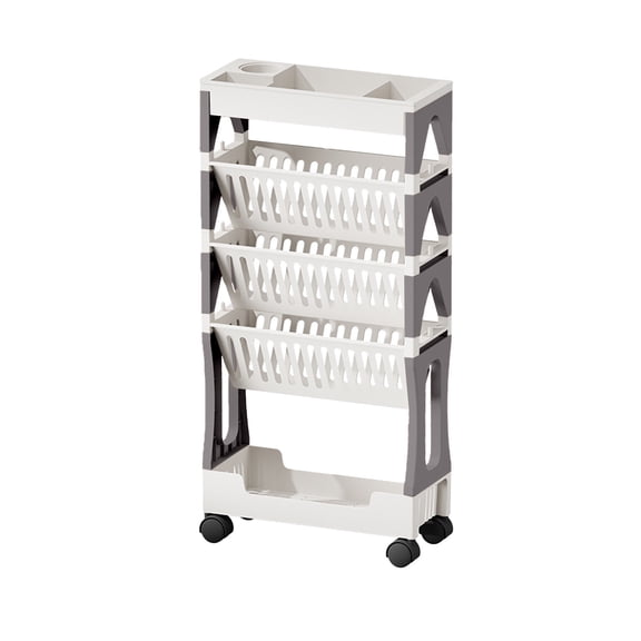 Dvruxg 5 Tier Rolling Utility Cart, Book Cart with Wheels, Office Book Carts with Divided Top Shelf for Organizing Books and Supplies in Home, Office, Classroom