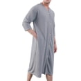 thumbnail image 3 of Horkkom Mens Nightgown Long Sleeve with Pockets Button Bathrobe Loose Soft Robe M, Gifts for Men, 3 of 3