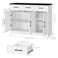 thumbnail image 3 of Homfa Buffet de Cuisine Style Ferme de 42,5 Po L, Armoire de Rangement à 3 Tiroirs avec Tablette Ajustable, Noir Blanc, 3 of 6