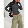 thumbnail image 2 of ORUYROP Womens Long Sleeve Fall Fashion 2023 Crop Tops Basic Layering Workout Slim Fitted T Shirts Y2K Tops, 2 of 5