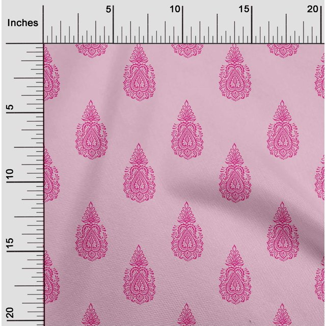 oneOone Cotton Poplin Fabric Paisley Block Print Fabric BTY 56 Inch Wide