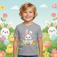 thumbnail image 2 of MIASHUI T-Shirts Graphiques de Pâques pour Garçons Manches Courtes Décontractées Douces Hauts Colorés pour Enfants Gris, 12-13 Ans, 2 of 4