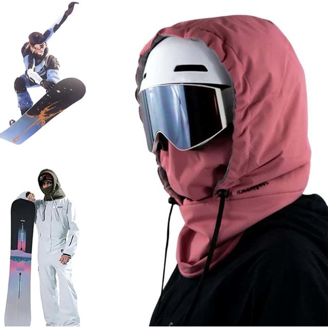 Capuche Imperméable Doublée en Polaire, Masques de Ski Multifonctionnels 3-en-1 pour Cyclisme Ski