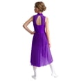 thumbnail image 2 of Robe de Danse Latine Ballet pour Filles Sans Manches avec Strass Dos Creux Combinaison Décontractée Violette 12, 2 of 7