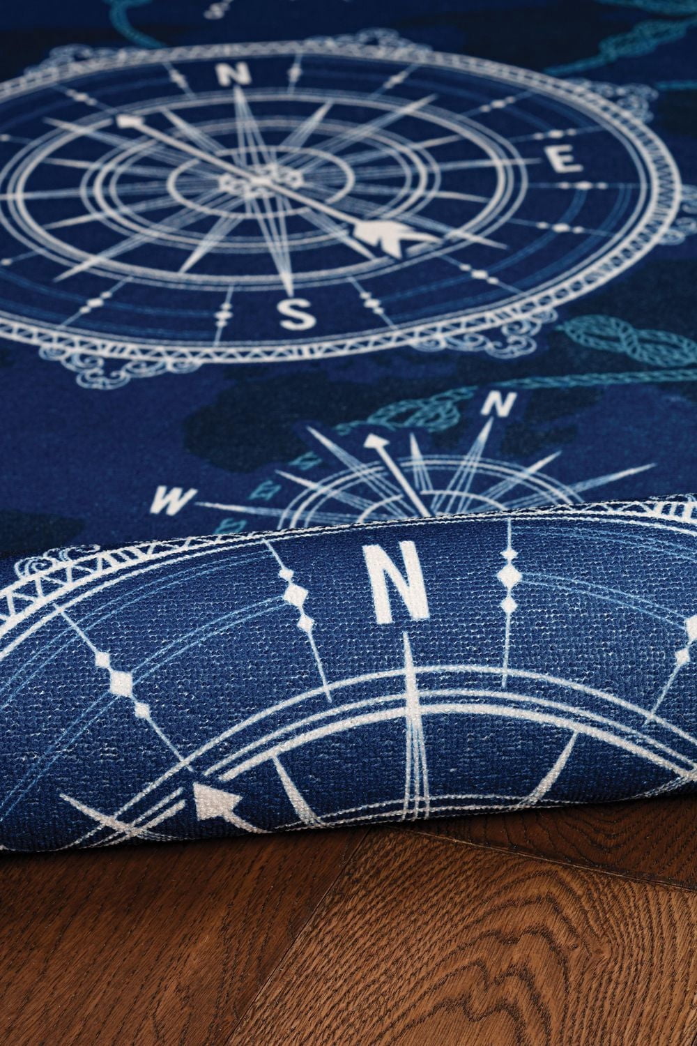 Tapis d'appoint lavable Simon 3 pi x 5 pi bleu et ivoire