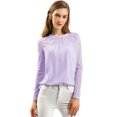 thumbnail image 2 of INSPIRE CHIC Haut à Manches Longues en Mousseline à Col Rond en Dentelle Florale pour Femme, 2 of 6