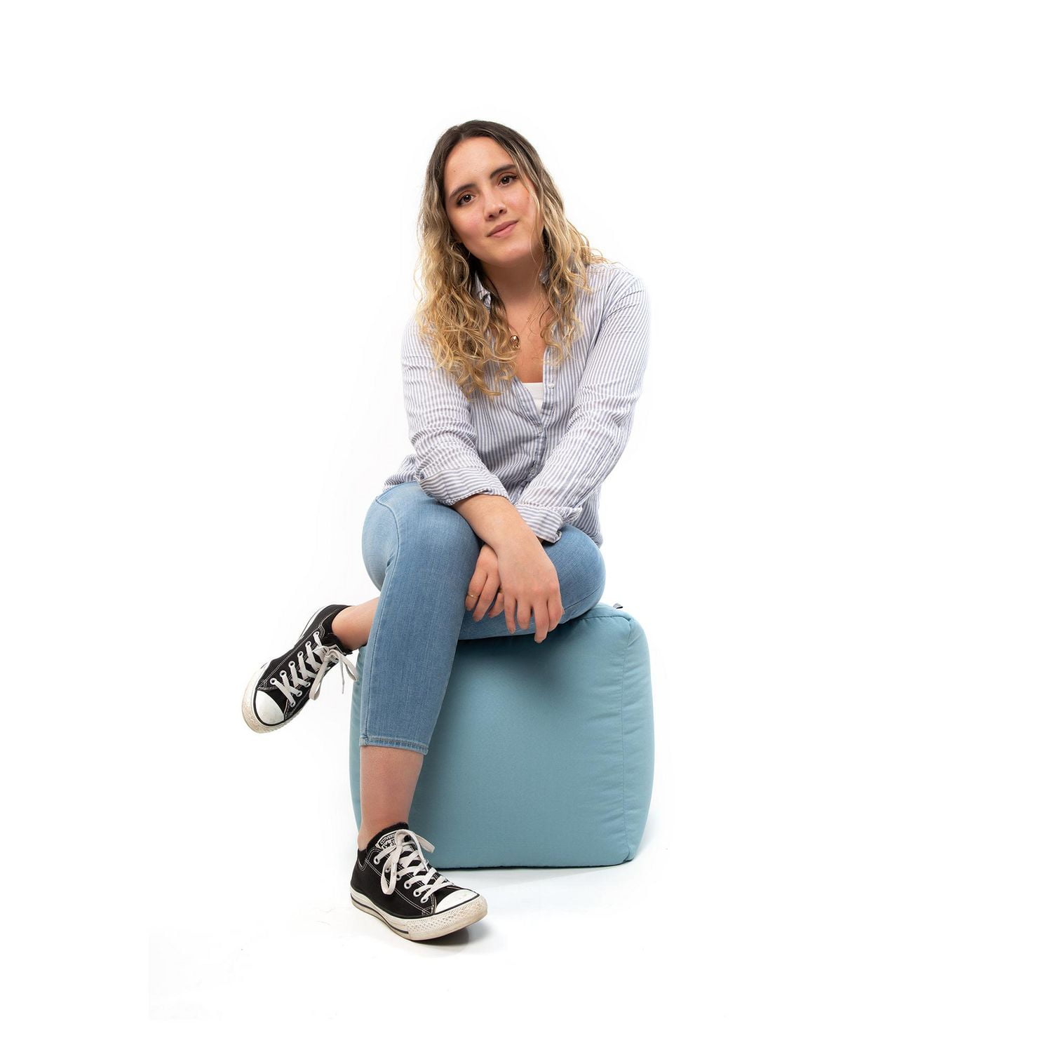Gouchee Home Cube Soleil Outdoor/Indoor Oceania Ottoman Pouf – Waterproof Cube Pouf with Polystyrene Bead Filling, Lightweight Modern Seating for Patio, Deck, or Living Room