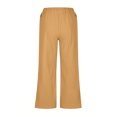 thumbnail image 5 of Yuyuzo Wide Leg Pants for Women High Waist Cotton Linen Drawstring Ruched Solid Color Boho Beach Trousers, 5 of 5