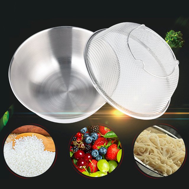 MesaSe Stainless Steel Drain Mesh Basket Strainer Bowl Fruit Rice Sieve Colander Sifter