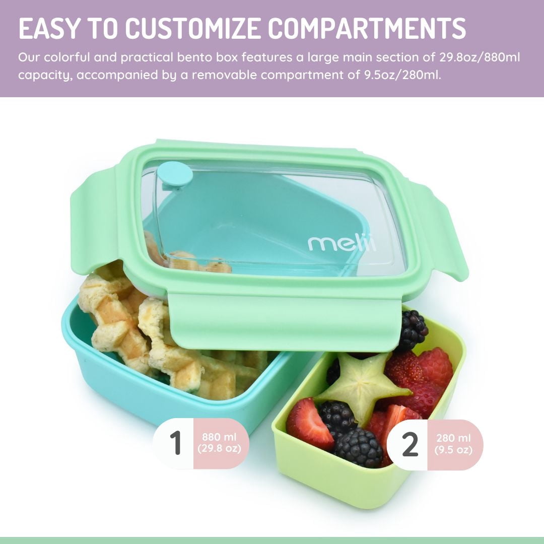 Melii Boîte Bento avec Séparateur Amovible - bleu - 880 ml - 1 unité