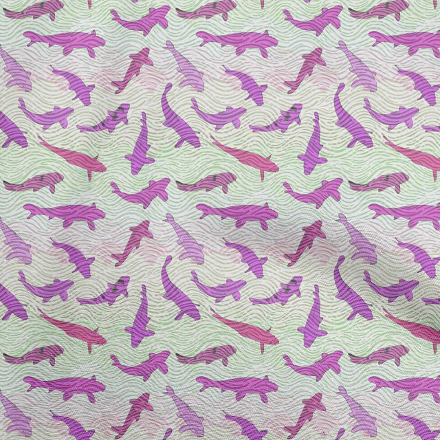 oneOone Rayon Fuschia Pink Fabric Asian Japanese Koi Fish With Wave Sewing Craft Projects Fabric Prints By Yard 56 Inch Wide