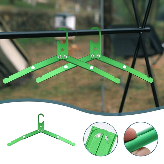 Portable Aluminum Alloy Folding Clothes Rack for Camping, Lightweight Travel Drying Rack Windproof Grooves, Rustproof Foldable Hanger for Business Trip Outdoor