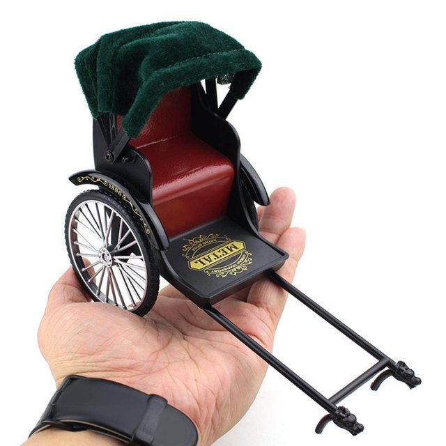 Baohd Jouet de Simulation de Haute Qualité Rickshaw 1/12 Tirer Modèle de Voiture Décoration Fille Rouge