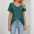 thumbnail image 4 of Timegard Hauts pour Femmes Manches Courtes Col en V Froncé Blouse Confortable Tunique Décontractée à Porter avec des Leggings, 4 of 6
