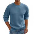 thumbnail image 1 of Penkiiy Chandail à Col Rond pour Homme Coupe Ajustée Léger à Manches Longues Tricoté Chandails TG Bleu, 1 of 5