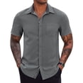 thumbnail image 1 of Birdeem Chemises pour Hommes Chemise Décontractée Unie à Manches Courtes Col Rabattu, 1 of 12