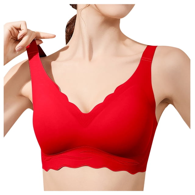 Women's Seamless Wireless Bra - Full Coverage, Padded, V Neck, Nylon Spandex, Comfortable Daily & Sleepwear