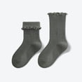 thumbnail image 2 of REDARER Girls' Ruffled Crew Socks - Soft Selvedge Cotton Socks for Winter/Autumn, Comfortable Mid-Calf Princess Socks, 2 of 5