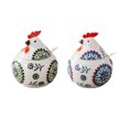 thumbnail image 1 of Qeeadeea/Cock Shape,Sugar Bowl With Lid, Colorful Hand-painted Storage Jar, Porcelain Sugar Pot, Salt Pot, For Coffee Bar, Restaurant-Double-350ml/12.3oz, 1 of 5