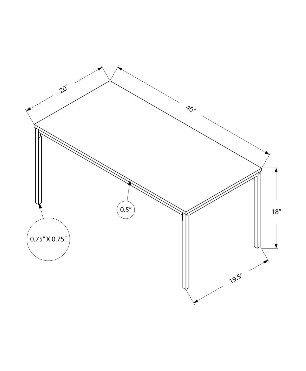 Monarch Specialties Table A Café, Accent, Cocktail, Rectangulaire, Salon, 40"l, Métal, Stratifié, Brun, Noir, Contemporain, Moderne