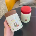 thumbnail image 3 of Cute Cartoon Stainless Steel Thermal Food Jar for Kids & Girls - Compact, Portable Small Capacity Vacuum Flask for Hot Porridge, Soup & Beverages - Ideal for School, Outdoor Activities (Red Lid Fox, 3 of 5