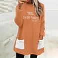 thumbnail image 2 of Penkiiy Chandails en Molleton Doublés Sherpa pour Femmes Col Rond Chandail Molletonné Chaud d'Hiver avec Poches 2024 S Orange, 2 of 6