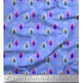 thumbnail image 1 of Soimoi Blue polyester Crepe Fabric Peacock Feather Printed Fabric 1 Yard 42 Inch Wide, 1 of 3
