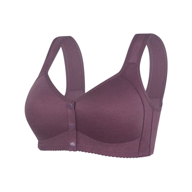 MIASHUI Bra for Elderly Women Front Snap Comfortable Bras Front Closure Bra for Everyday,Purple,46