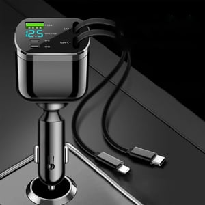 CQCYD Chargeur de voiture télescopique pliant, câble retractable double charge rapide, 5-Port USB Adaptateur de voiture pour les téléphones Android, Chargeur de voyage de véhicule pour camion SUV Sedan