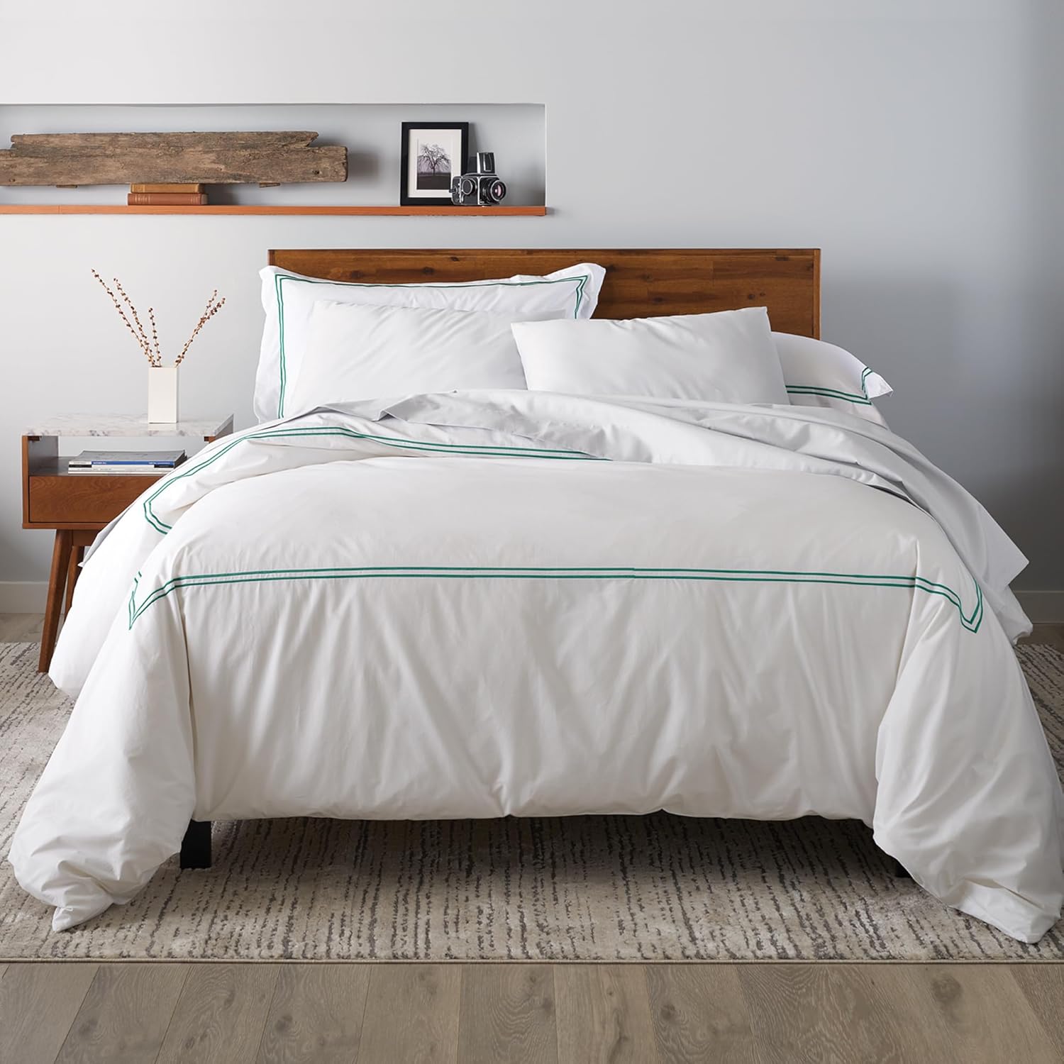 Ella Jayne Twin Duvet Cover (2 Pcs), 100% Cotton Percale, Twin/Twin XL, Soft, Breathable & Lightweight Including Duvet Cover (1 Piece) 68" x 90" Inches with 1 Pillow Shams (Dark Green Design)