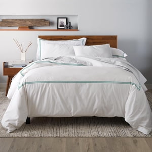 Ella Jayne Twin Duvet Cover (2 Pcs), 100% Cotton Percale, Twin/Twin XL, Soft, Breathable & Lightweight Including Duvet Cover (1 Piece) 68" x 90" Inches with 1 Pillow Shams (Dark Green Design)