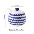 thumbnail image 3 of Blue Stripes Sugar Bowl With Lid, Kitchen Decoration Sugar Pot, Sugar Container Spice Jar-Blue 2-1, 3 of 7