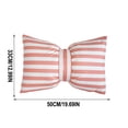 thumbnail image 2 of Striped Velvet Pillowcase with Bow Detail, Rectangular Bolster Cushion Cover 50 x 33 cm, Soft Polyester for Sofa Bed Home Decor, 1 Pack, 2 of 5