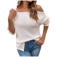 thumbnail image 2 of Qertyioot Pull Sweaters for Femmes, Mode Décontractée Couleur Unie à Manches Longues, 2 of 6