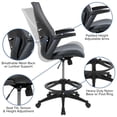 thumbnail image 2 of High Back Dark Gray Mesh Spine-Back Ergonomic Drafting Chair with Adjustable Foot Ring and Adjustable Flip-Up Arms, 2 of 9