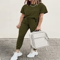 thumbnail image 4 of Ensemble Deux Pièces pour Femmes, Chandail à Manches Courtes avec Cordon, Pantalon Long, Survêtement, Ensemble Jogger, 4 of 6