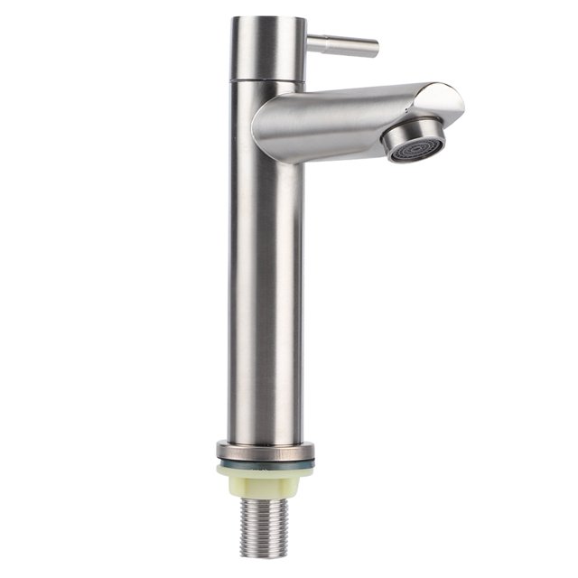 Robinet d'Évier, Robinet en Acier Inoxydable Résistant à Haute Pression pour Salles de Bains, Robinet Simple Froid Sans Tube, Robinet Simple Froid Plat Sans Tube
