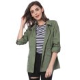 thumbnail image 1 of INSPIRE CHIC Women's Solid Drawstring Waist Flap Pocket Utility Jacket, 1 of 7