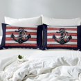 thumbnail image 4 of Erosebridal Draps de Lit Rétro avec Ancre Grand, Literie à Rayures Rouges et Grises Taille Grand, Porte de Grange Nautique Décorative pour Chambre à Coucher 4 Pcs, 4 of 7
