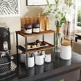 thumbnail image 2 of LEDREM 2-Tier Stackable Kitchen Cabinet Organizer Shelf, Adjustable & Expandable Storage Rack for Spices, Utensils, Books，Metal & Wood, Black，Brown, 2 of 7