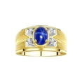 thumbnail image 1 of RYLOS Men's Rings 14K Yellow Gold Rings Classic Designer Style 8X6MM Gemstone &  Diamond Ring Blue Star Sapphire September Birthstone Rings For Men, Size 13, 1 of 7