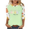 thumbnail image 2 of UPPADA Bunny T-Shirts de Pâques pour Femmes Lapin Oeuf Imprimé T-Shirts Manches 3/4 Col Rond T-Shirts d'Été Décontractés Mignons T-Shirts Graphiques Chandail Confortable Haut Vert,TTTG, 2 of 5