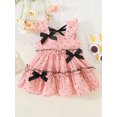 thumbnail image 2 of Kmbangi Robes d'Été pour Bébés Filles en Bas Âge Sans Manches Noeud devant Points Impression Robe de Réservoir à Plusieurs Niveaux pour 9M-3Y, 2 of 9