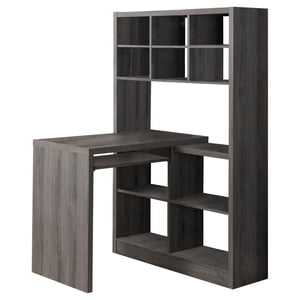 Monarch Specialties Bureau d'ordinateur, Bureau à la maison, Bibliothèque, Coin, Étagères de rangement, Gauche, Installation droite, Forme L, Travail, Ordinateur portable, Stratifié, Brun, Contemporain, Moderne